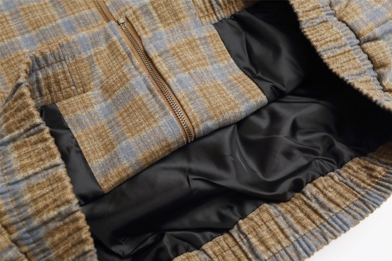 画像6: Unisex Mickey Mouse embroidered check pattern zip-up jacket/blouson coat  ユニセックス 男女兼用ミッキーマウス刺繍チェック柄ジップアップジャケットブルゾンコート (6)