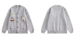 画像7: Unisex College style V-neck polar bear emblem cardigan knit　ユニセックス男女兼用カレッジスタイルVネックシロクマエンブレムカーディガンニットセーター (7)