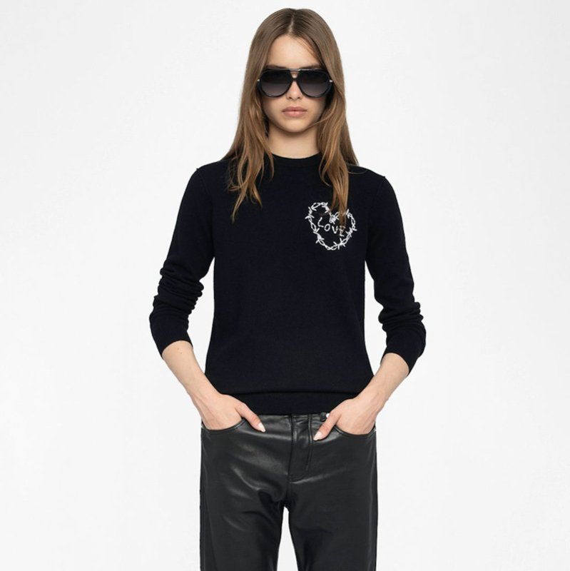 画像3: Heart barbed wire Sweater Wool Pullover ハートディテール セーター 長袖セーター セーター プルオーバー  (3)