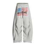 画像1: Unisex American Flag Print Parachute Sweatpants ユニセックス 男女兼用アメリカンフラッグプリントパラシュートスウェット パンツ (1)