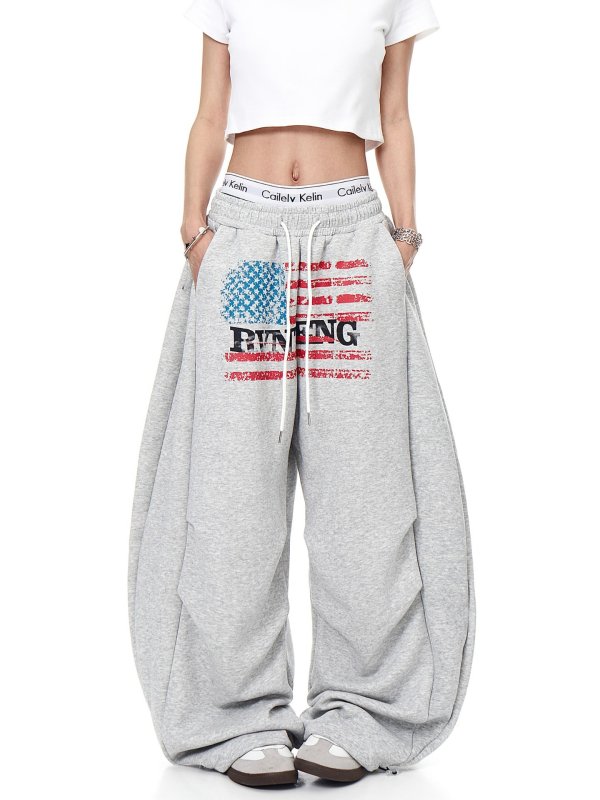 画像7: Unisex American Flag Print Parachute Sweatpants ユニセックス 男女兼用アメリカンフラッグプリントパラシュートスウェット パンツ (7)