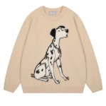 画像3: Unisex Dalmatian jacquard round neck mohair sweater pullover　ユニセックス男女兼用ダルメシアンジャカードラウンドネックモヘアセーターラウンドネック (3)