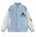 画像4: Unisex Apple & Cat Embroidered Leather Sleeve Stadium Baseball Jacket Blouson ユニセックス 男女兼用アップル＆キャット刺繍 レザースリーブスタジャン スタジアムジャンパー ジャケット (4)