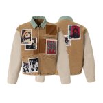 画像1: Unisex Street Punk Retro Collage Print Loose Zip-Up Jacket ユニセックス 男女兼用ストリートパンクレトロコラージュプリントジップアップジャケットブルゾンコート (1)