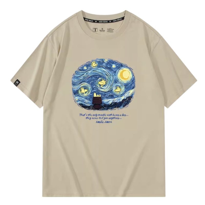 画像5: Unisex NASA Snoopy WOODSTOCK starry night Print T-shirt ユニセックス 男女兼用 スヌーピー ウッドストック 星月夜 プリント 半袖 Tシャツ (5)