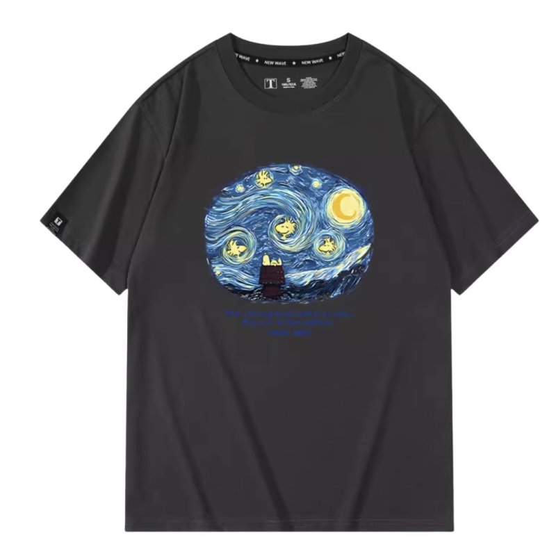 画像7: Unisex NASA Snoopy WOODSTOCK starry night Print T-shirt ユニセックス 男女兼用 スヌーピー ウッドストック 星月夜 プリント 半袖 Tシャツ (7)