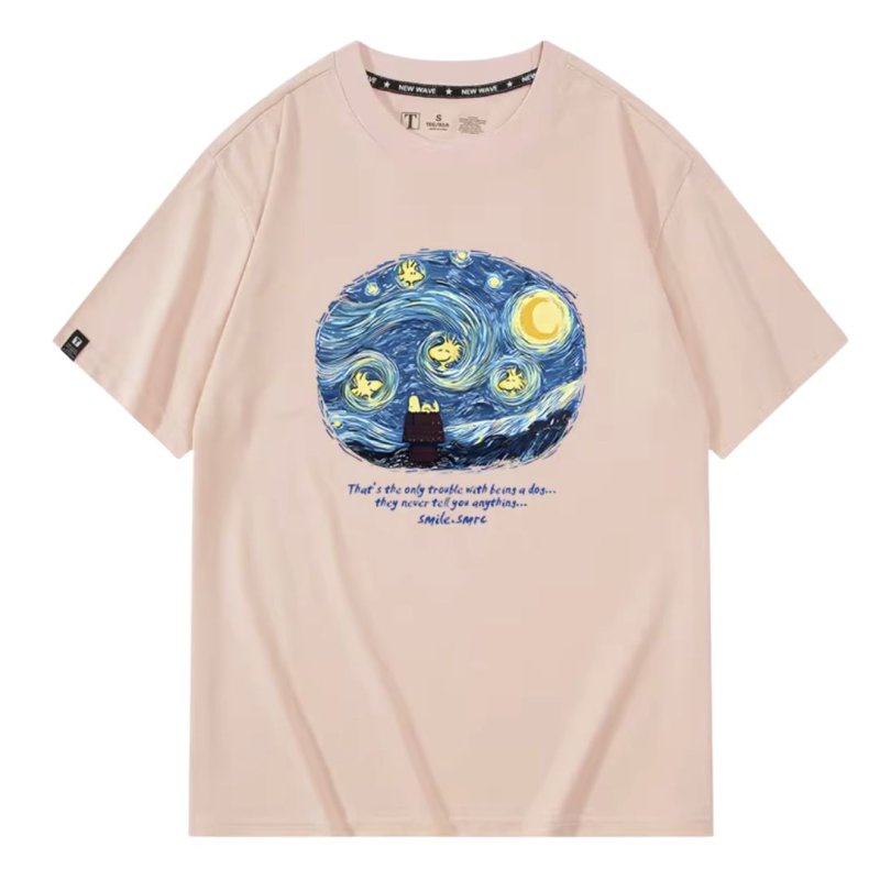 画像6: Unisex NASA Snoopy WOODSTOCK starry night Print T-shirt ユニセックス 男女兼用 スヌーピー ウッドストック 星月夜 プリント 半袖 Tシャツ (6)