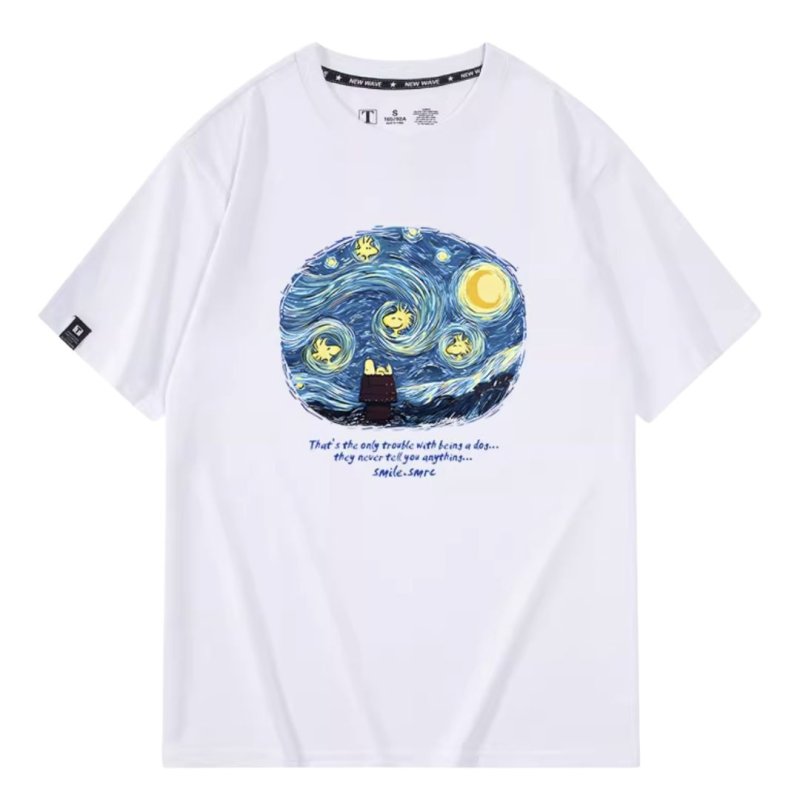 画像3: Unisex NASA Snoopy WOODSTOCK starry night Print T-shirt ユニセックス 男女兼用 スヌーピー ウッドストック 星月夜 プリント 半袖 Tシャツ (3)