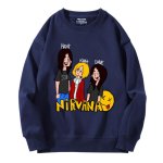 画像1: Unisex Nirvana band portrait print long sleeve sweatshirt pullover　ユニセックス男女兼用ニルヴァーナ バンドコミック似顔絵プリント長袖スウェットプルオーバーラウンドネック (1)