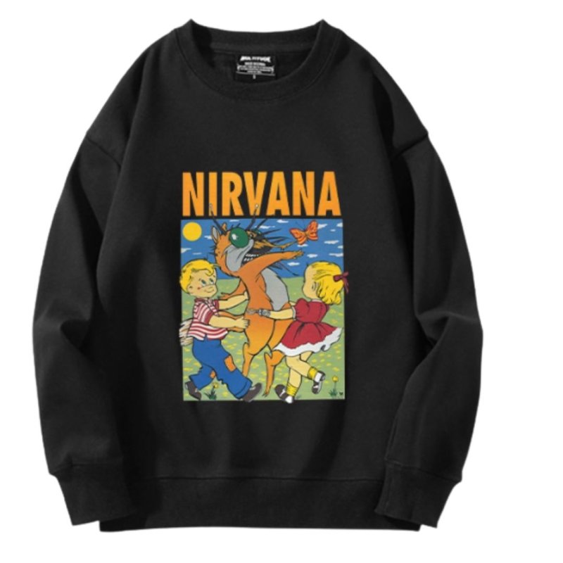 画像4: Unisex Nirvana band American Vintage Photo print long sleeve sweatshirt pullover　ユニセックス男女兼用ニルヴァーナ バンドアメリカンヴィンテージフォトプリント長袖スウェットプルオーバーラウンドネック (4)