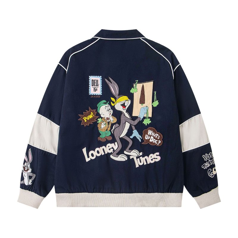 画像2: Unisex Tweety Bugs Bunny Splicing Lapel Jacket　ユニセックス 男女兼用 トゥイーティーバッグスバニースプライシングラペルジャケットブルゾンコート (2)