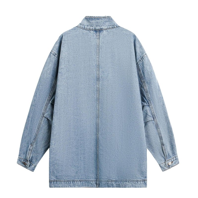画像4: Retro Military Multi-Pocket Denim Coat Jacket ミリタリーマルチポケットデニムコートジャケット (4)