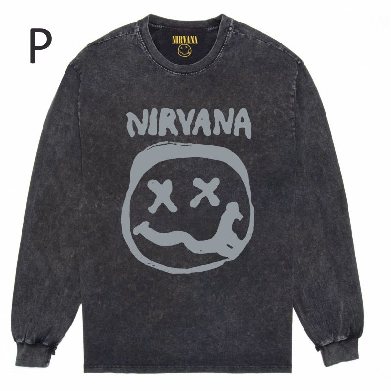 画像17: Nirvana Band Rock Vintage Style Print Long Sleeve T-Shirt ユニセックス 男女兼用ニルヴァーナバンドヴィンテージスタイルウォッシャブルプリント長袖  Tシャツ (17)