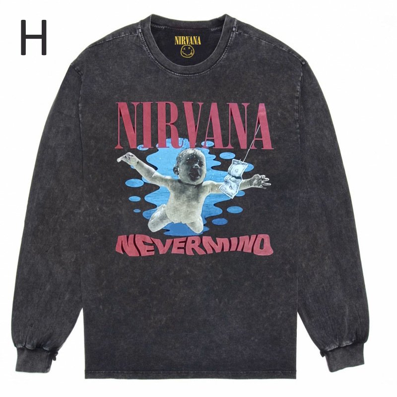 画像9: Nirvana Band Rock Vintage Style Print Long Sleeve T-Shirt ユニセックス 男女兼用ニルヴァーナバンドヴィンテージスタイルウォッシャブルプリント長袖  Tシャツ (9)