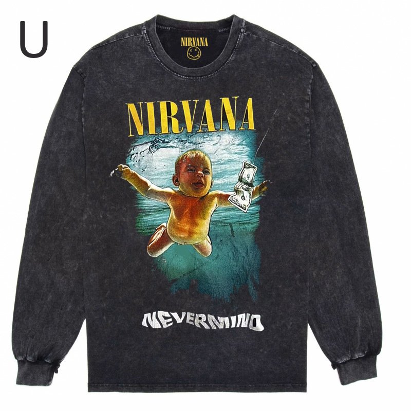 画像22: Nirvana Band Rock Vintage Style Print Long Sleeve T-Shirt ユニセックス 男女兼用ニルヴァーナバンドヴィンテージスタイルウォッシャブルプリント長袖  Tシャツ (22)