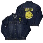 画像1: Unisex Nirvana Smile Print Denim Jacket Blouson ユニセックス 男女兼用 ニルヴァーナスマイルプリントデニムGジャンジャケット (1)