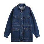 画像1: Retro Military Multi-Pocket Denim Coat Jacket　ミリタリーマルチポケットデニムコートジャケット (1)