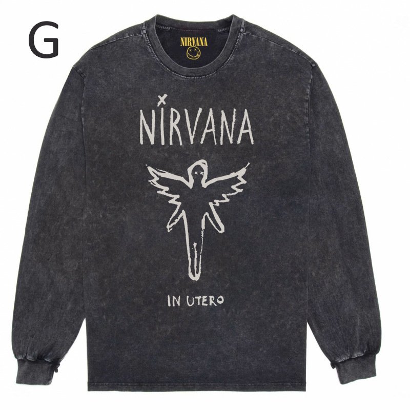 画像8: Nirvana Band Rock Vintage Style Print Long Sleeve T-Shirt ユニセックス 男女兼用ニルヴァーナバンドヴィンテージスタイルウォッシャブルプリント長袖  Tシャツ (8)