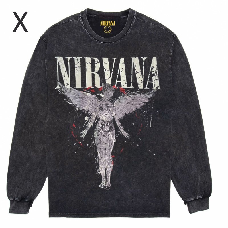 画像25: Nirvana Band Rock Vintage Style Print Long Sleeve T-Shirt ユニセックス 男女兼用ニルヴァーナバンドヴィンテージスタイルウォッシャブルプリント長袖  Tシャツ (25)