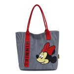 画像2: Mickey Mouse&Minnie Mouse &Donald Duck & Daisy Duck Striped Canvas Tote Shoulder  canvas bag　ミッキーマウス＆ミニーマウス＆ドナルドダッグ＆デイジーダックストラップキャンバストートショルダーショッピング通勤通学バッグ (2)