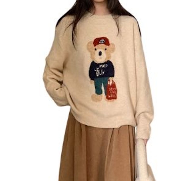 画像3: Errand Bear Long Sleeve Sweater Pullover お使いベア熊長袖セーター  プルオーバー ニット (3)