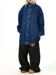 画像7: Retro Military Multi-Pocket Denim Coat Jacket　ミリタリーマルチポケットデニムコートジャケット (7)