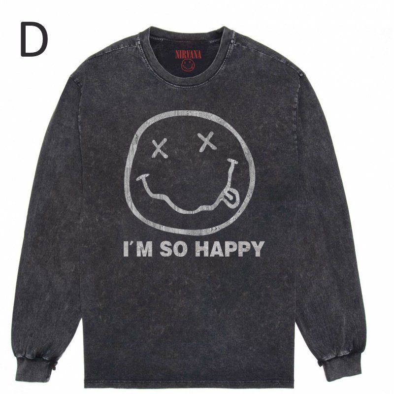 画像5: Nirvana Band Rock Vintage Style Print Long Sleeve T-Shirt ユニセックス 男女兼用ニルヴァーナバンドヴィンテージスタイルウォッシャブルプリント長袖  Tシャツ (5)