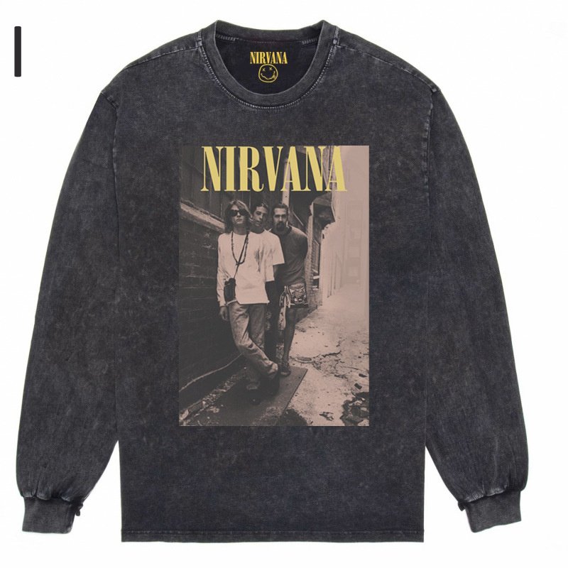 画像10: Nirvana Band Rock Vintage Style Print Long Sleeve T-Shirt ユニセックス 男女兼用ニルヴァーナバンドヴィンテージスタイルウォッシャブルプリント長袖  Tシャツ (10)