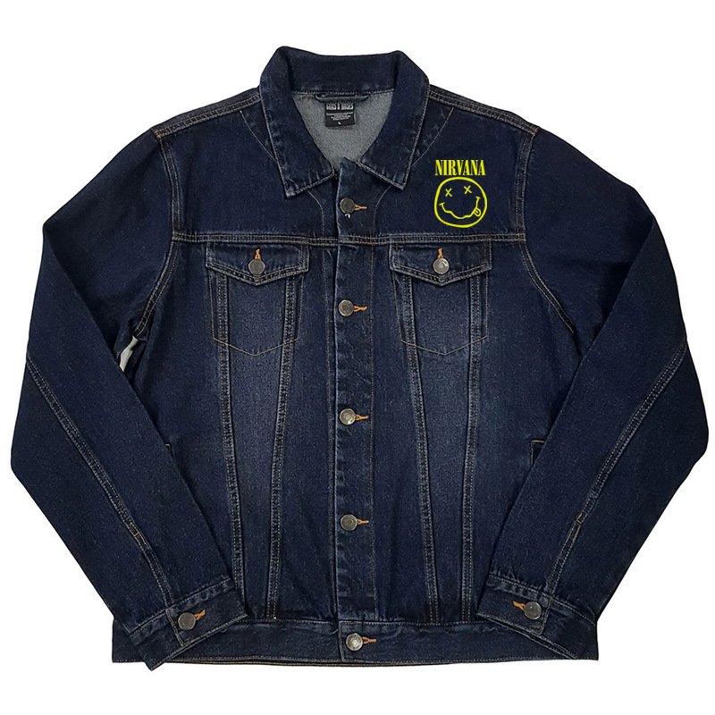 画像3: Unisex Nirvana Smile Print Denim Jacket Blouson ユニセックス 男女兼用 ニルヴァーナスマイルプリントデニムGジャンジャケット (3)