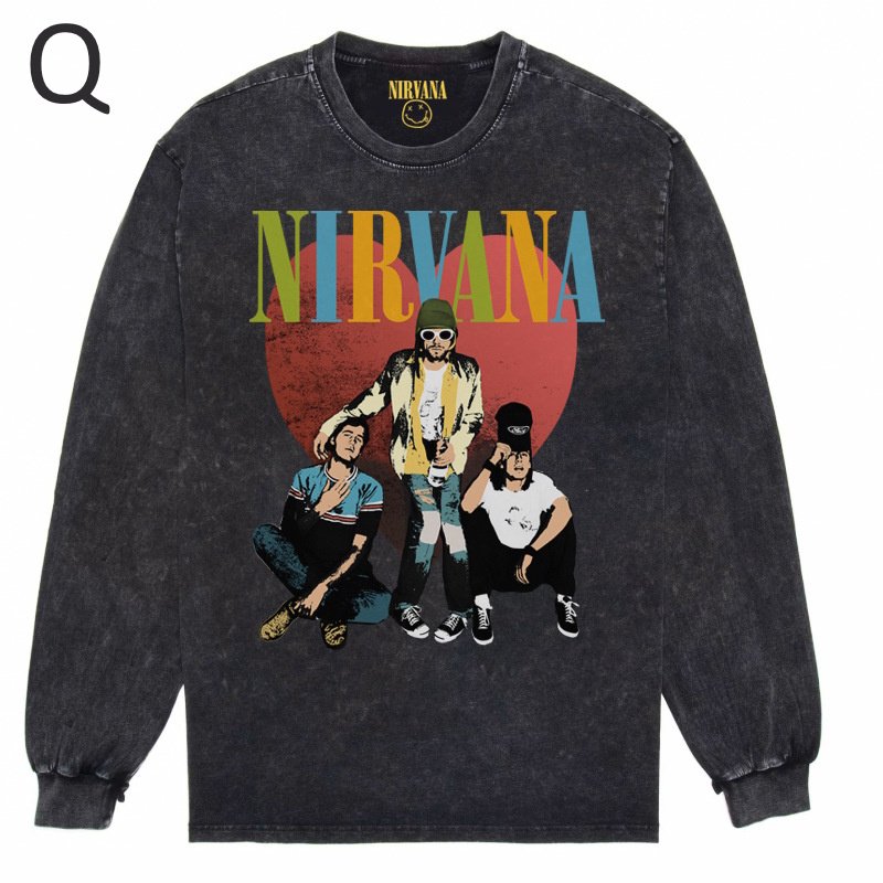 画像18: Nirvana Band Rock Vintage Style Print Long Sleeve T-Shirt ユニセックス 男女兼用ニルヴァーナバンドヴィンテージスタイルウォッシャブルプリント長袖  Tシャツ (18)