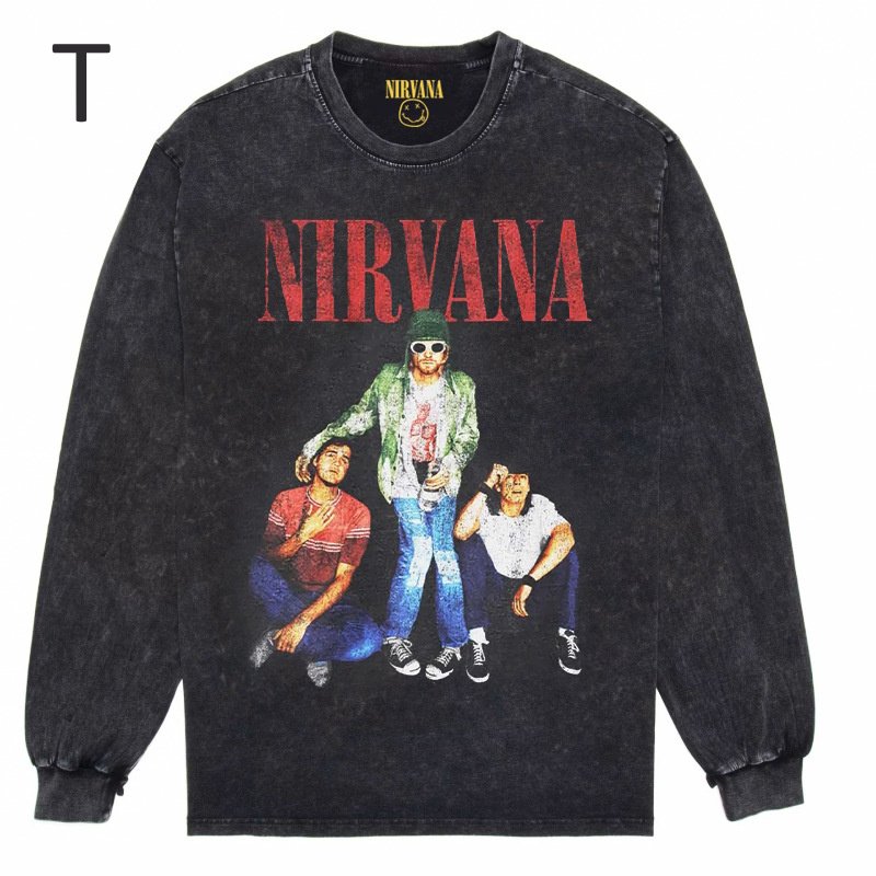画像21: Nirvana Band Rock Vintage Style Print Long Sleeve T-Shirt ユニセックス 男女兼用ニルヴァーナバンドヴィンテージスタイルウォッシャブルプリント長袖  Tシャツ (21)