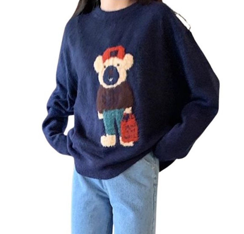 画像4: Errand Bear Long Sleeve Sweater Pullover お使いベア熊長袖セーター  プルオーバー ニット (4)