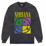 画像1: Nirvana Band Rock Vintage Style Print Long Sleeve T-Shirt　ユニセックス 男女兼用ニルヴァーナバンドヴィンテージスタイルウォッシャブルプリント長袖  Tシャツ (1)
