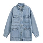 画像2: Retro Military Multi-Pocket Denim Coat Jacket　ミリタリーマルチポケットデニムコートジャケット (2)