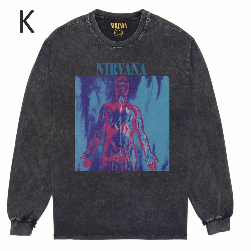 画像12: Nirvana Band Rock Vintage Style Print Long Sleeve T-Shirt ユニセックス 男女兼用ニルヴァーナバンドヴィンテージスタイルウォッシャブルプリント長袖  Tシャツ (12)