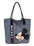 画像1: Mickey Mouse&Minnie Mouse &Donald Duck & Daisy Duck Striped Canvas Tote Shoulder  canvas bag　ミッキーマウス＆ミニーマウス＆ドナルドダッグ＆デイジーダックストラップキャンバストートショルダーショッピング通勤通学バッグ (1)