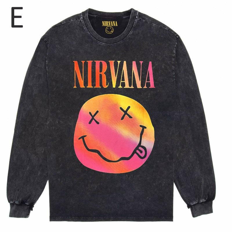 画像6: Nirvana Band Rock Vintage Style Print Long Sleeve T-Shirt ユニセックス 男女兼用ニルヴァーナバンドヴィンテージスタイルウォッシャブルプリント長袖  Tシャツ (6)