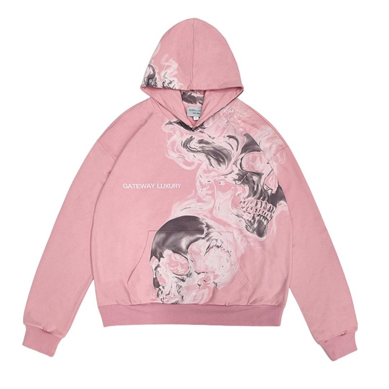 画像4: Unisex Pink Print Hoodie Sweatshirt  ユニセックス男女兼用ピンクフーディスウェットパーカー  (4)