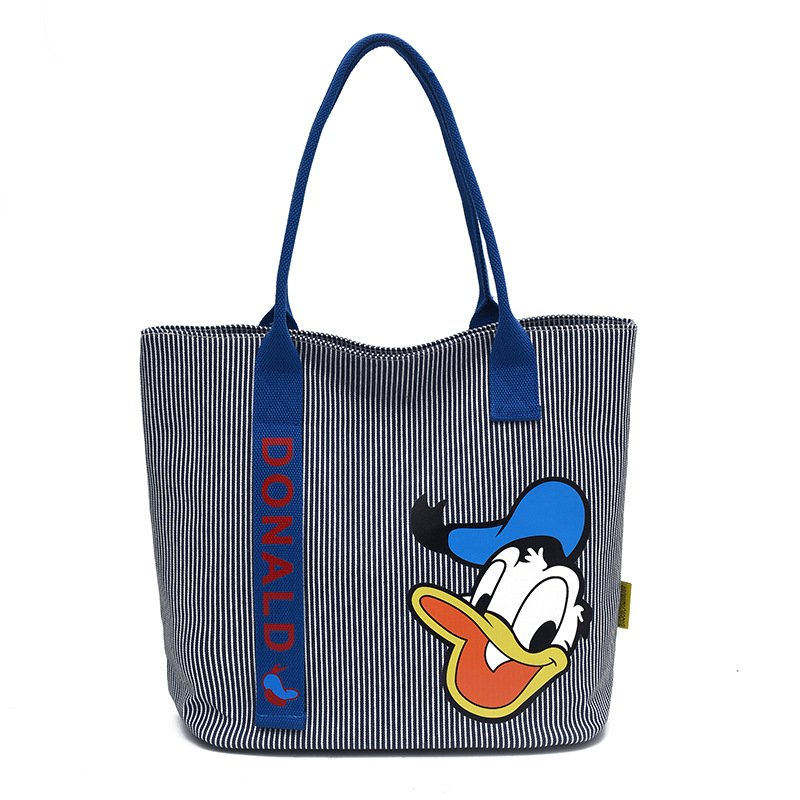 画像3: Mickey Mouse&Minnie Mouse &Donald Duck & Daisy Duck Striped Canvas Tote Shoulder  canvas bag ミッキーマウス&ミニーマウス&ドナルドダッグ&デイジーダックストラップキャンバストートショルダーショッピング通勤通学バッグ (3)