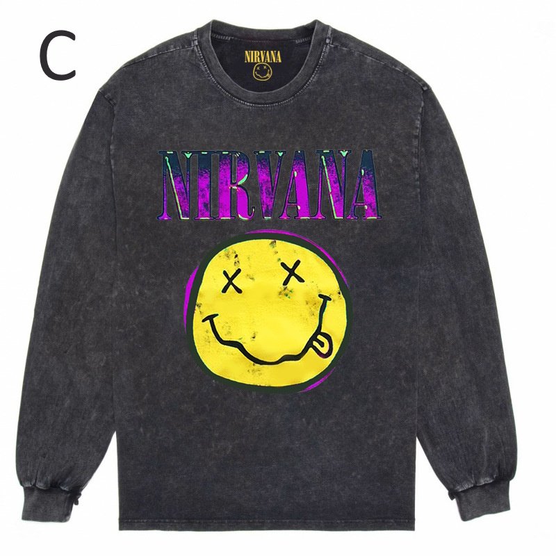 画像4: Nirvana Band Rock Vintage Style Print Long Sleeve T-Shirt ユニセックス 男女兼用ニルヴァーナバンドヴィンテージスタイルウォッシャブルプリント長袖  Tシャツ (4)