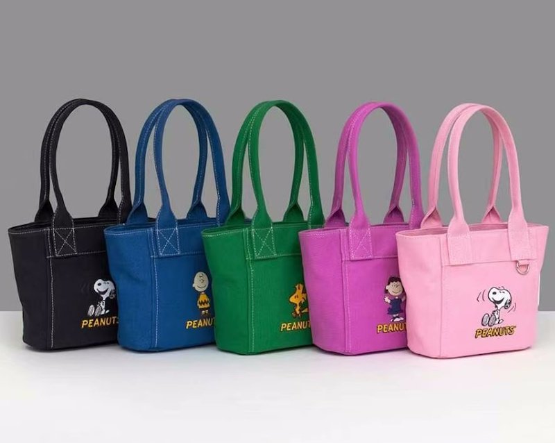 画像2: Snoopy & Friends Canvas Mini Tote Shoulder Bag スヌーピー&フレンズキャンバスミニトートショルダーバッグ (2)
