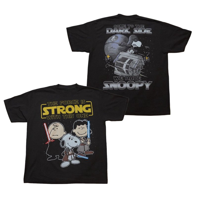 画像1: Unisex Star Wars x Snoopy short-sleeved T-shirt Short Sleeve T-Shirt ユニセックス 男女兼用 スヌーピー×スターウォーズ半袖ヴィンテージスタイルTシャツ  (1)