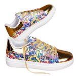 画像4: Unisex  Graffiti painted leather lace-up sneakers　男女兼用 ユニセックスグラフィティペイントレザーレースアップ  スニーカー大きなサイズあり (4)