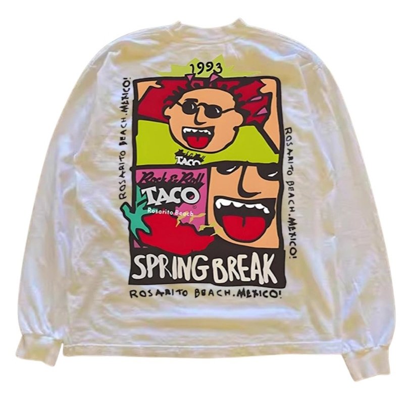 画像2: SPRING BREAK art print vintage style long sleeve T-shirt ユニセックス 男女兼用SPRING BREAKアートプリントヴィンテージスタイル長袖Tシャツ (2)
