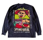 画像1: SPRING BREAK art print vintage style long sleeve T-shirt　ユニセックス 男女兼用ＳＰＲＩＮＧ ＢＲＥＡＫアートプリントヴィンテージスタイル長袖Tシャツ (1)