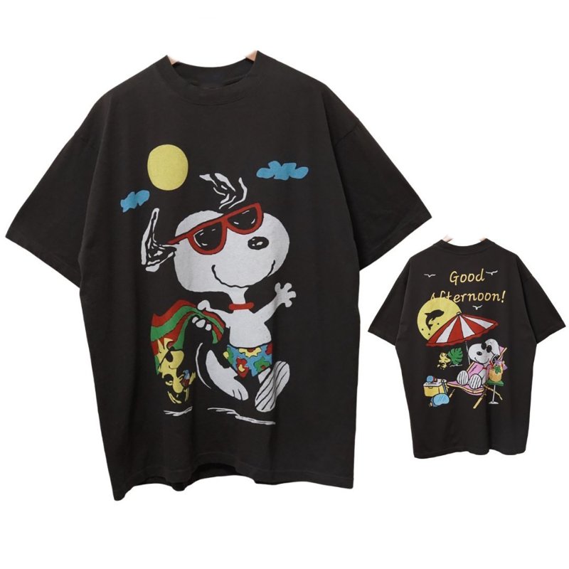 画像1: Unisex Snoopy x Vacation Short Sleeve T-Shirt short-sleeved T-shirt ユニセックス 男女兼用 スヌーピー×バケイション半袖ヴィンテージスタイルTシャツ  (1)