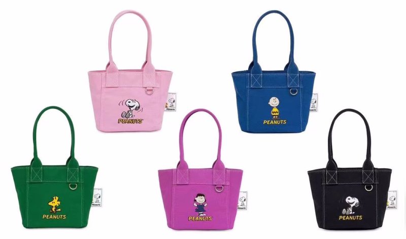 画像1: Snoopy & Friends Canvas Mini Tote Shoulder Bag　スヌーピー＆フレンズキャンバスミニトートショルダーバッグ (1)
