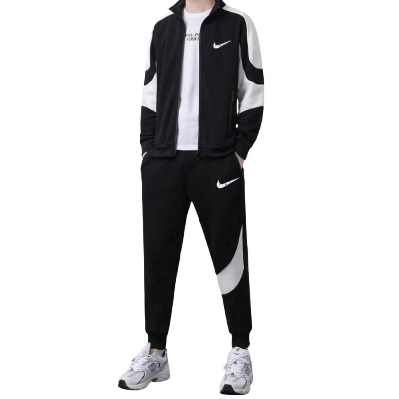 画像2: 25 Unisex Men& Women Broken swoosh Setup Jacket and Pants Set  ブロークン スウォッシュ プリントセットアップユニセックス男女兼用 スウェット ジップアップ &パンツセット (2)