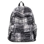画像1: Check Plush Backpack　 チェックプラッシュモコモコバックパックリュック (1)