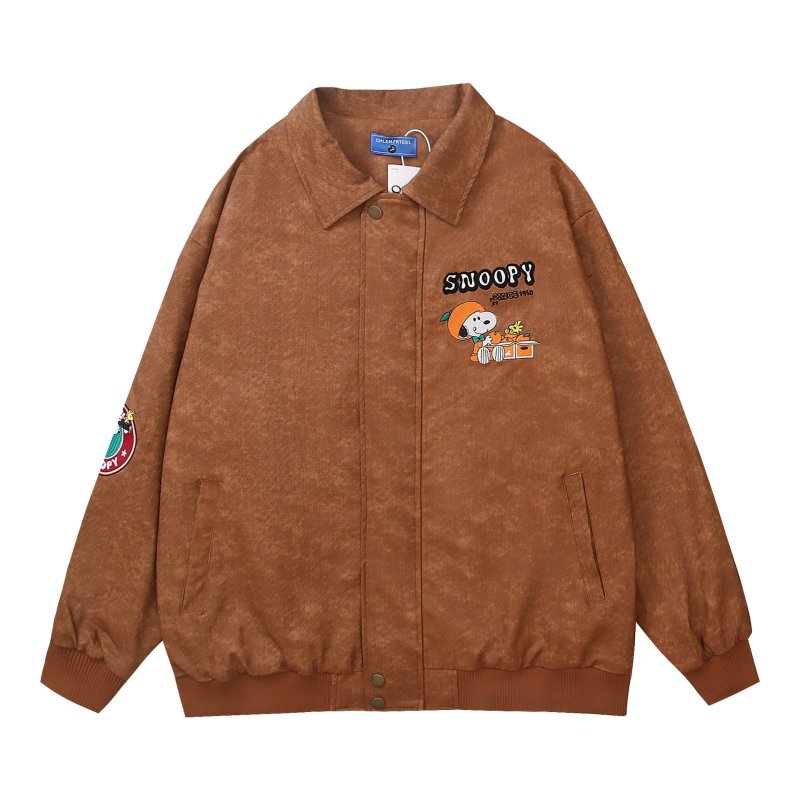 画像3: Unisex Snoopy and Friends Lapel Jacket Coat Blouson ユニセックス 男女兼用 スヌーピーと仲間ジップアップラペルジャケットコートブルゾン (3)